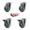 Service Caster 4'' Gray Poly Wheel Swivel Top Plate Caster Set with 2 Posi Brakes, 4PK SCC-20S414-PPUB-2-PLB-2 - alternate 4